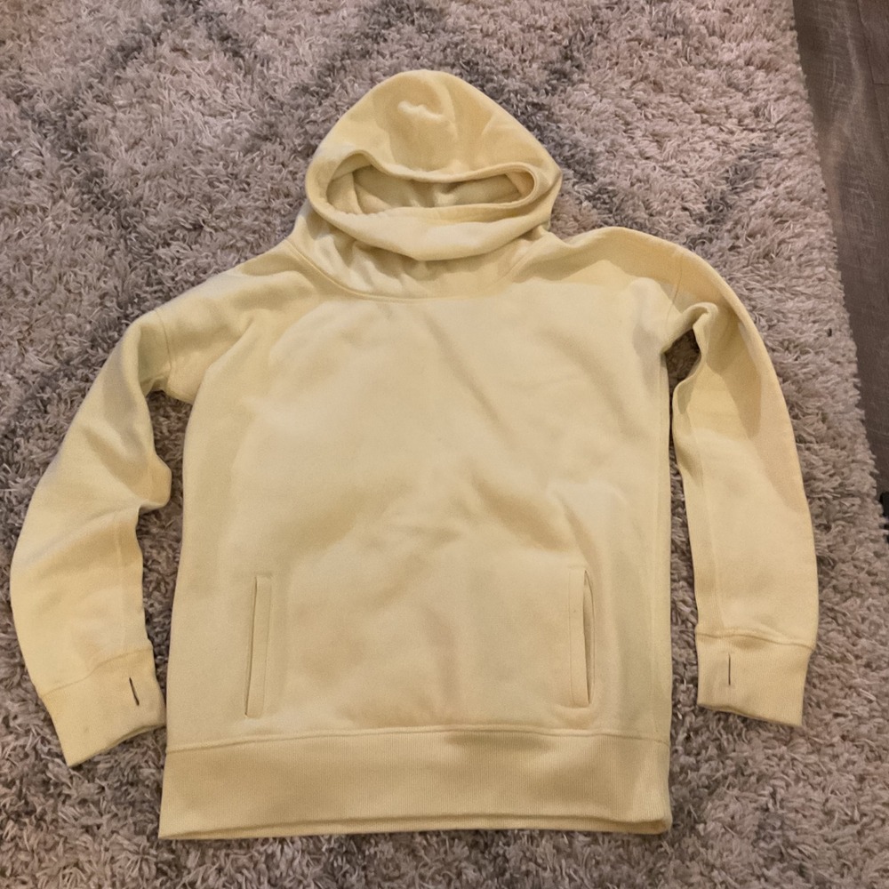 Zyia Active Women Pale Yellow Gaiter‎ Neck Hoodie Sweatshirt with Thumbholes M